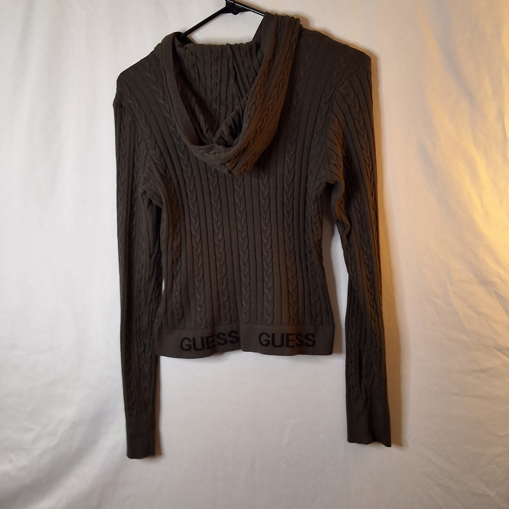 Guess Olive Cable Knit Zip Hoodie - Picture 3 of 10